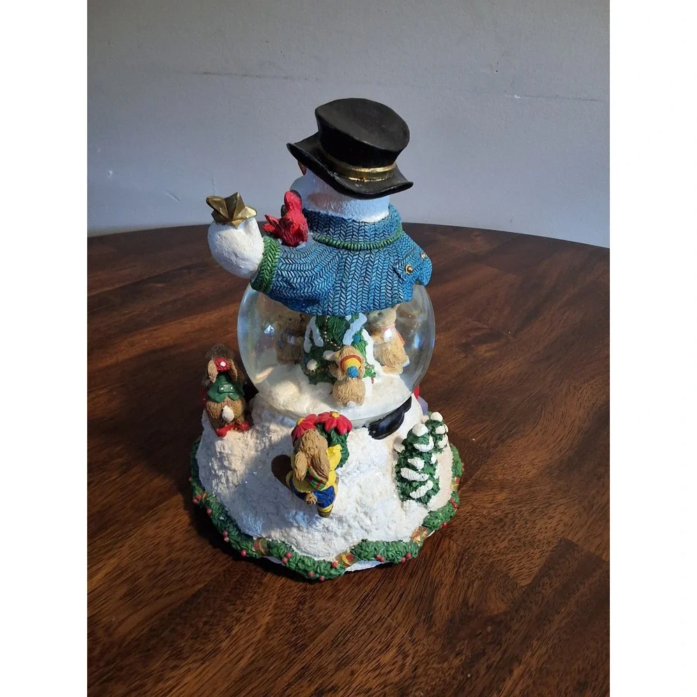 Snowman Christmas Snow Globe Musical Wind Up Animated Holiday Decor GVC WORKS